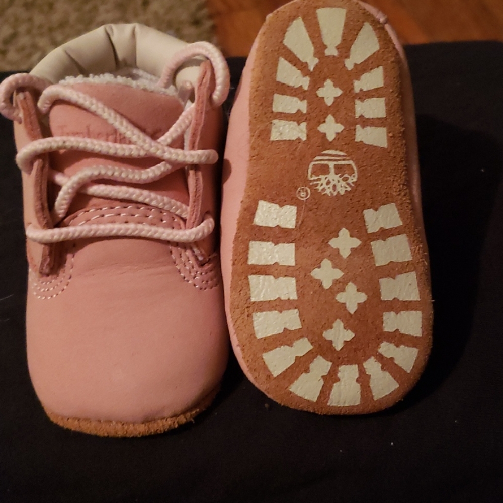 Pink baby Timberland boots